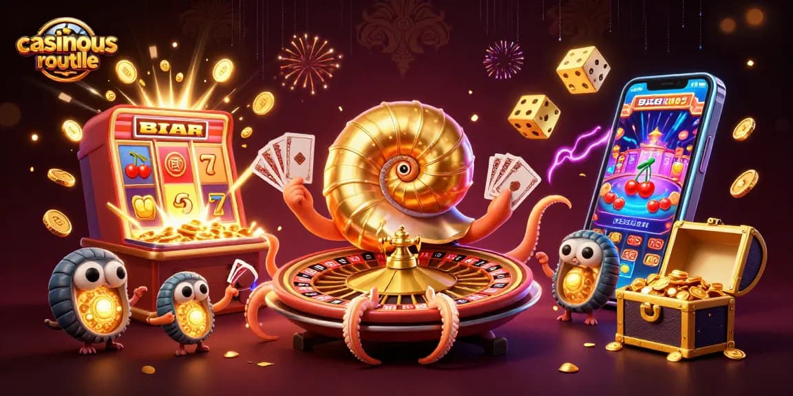 Play the exciting casinous roulette with a giant nautilus wheel and vibrant slots bursting with winnings.