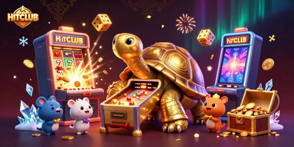 Engage with HITCLUB's thrilling games amidst a vibrant and exciting casino-themed scene.