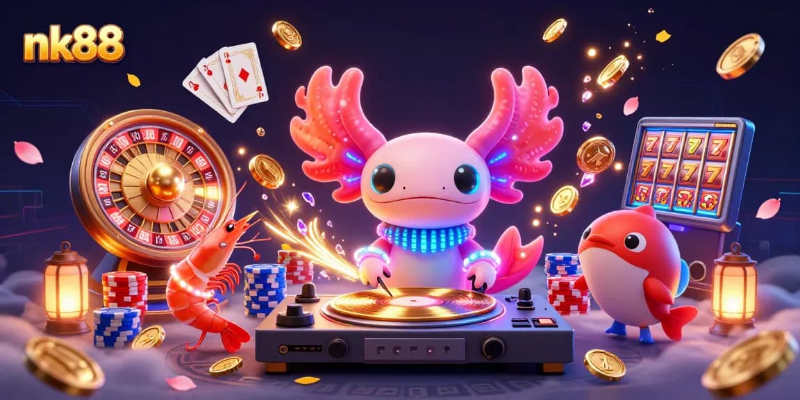 Experience thrilling wins with nk88 through vibrant casino-themed 3D illustration featuring exciting gaming elements.