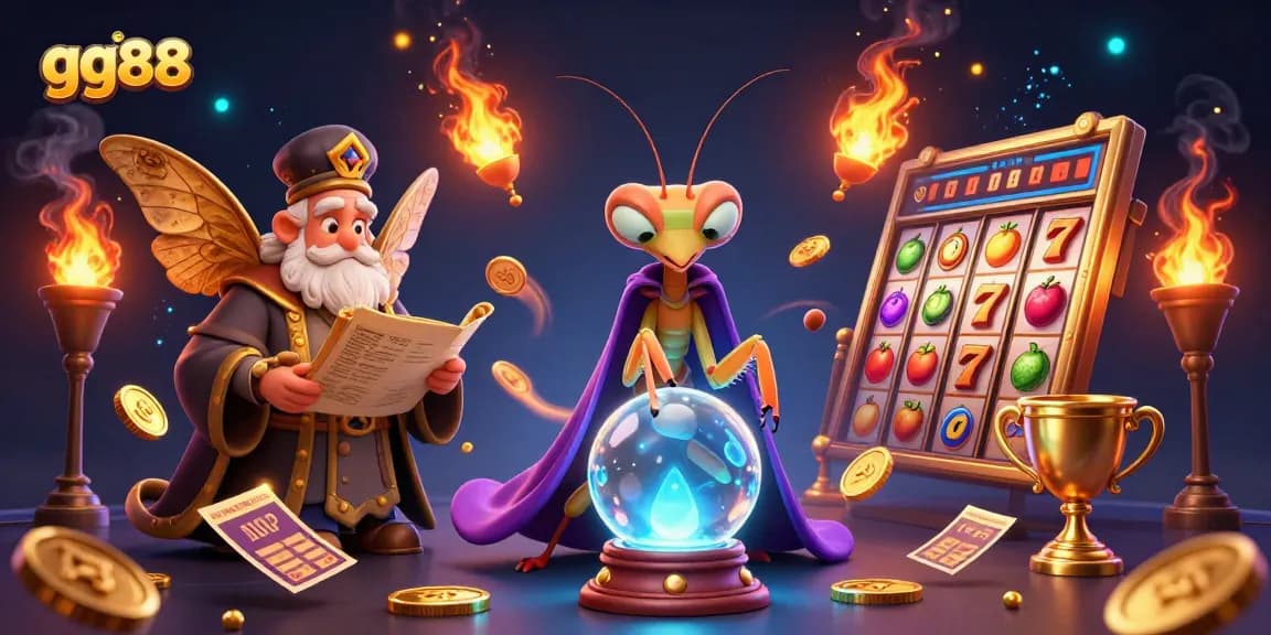 Engage with gg88's vibrant slot reels and mystical fortune telling in an electrifying casino scene.