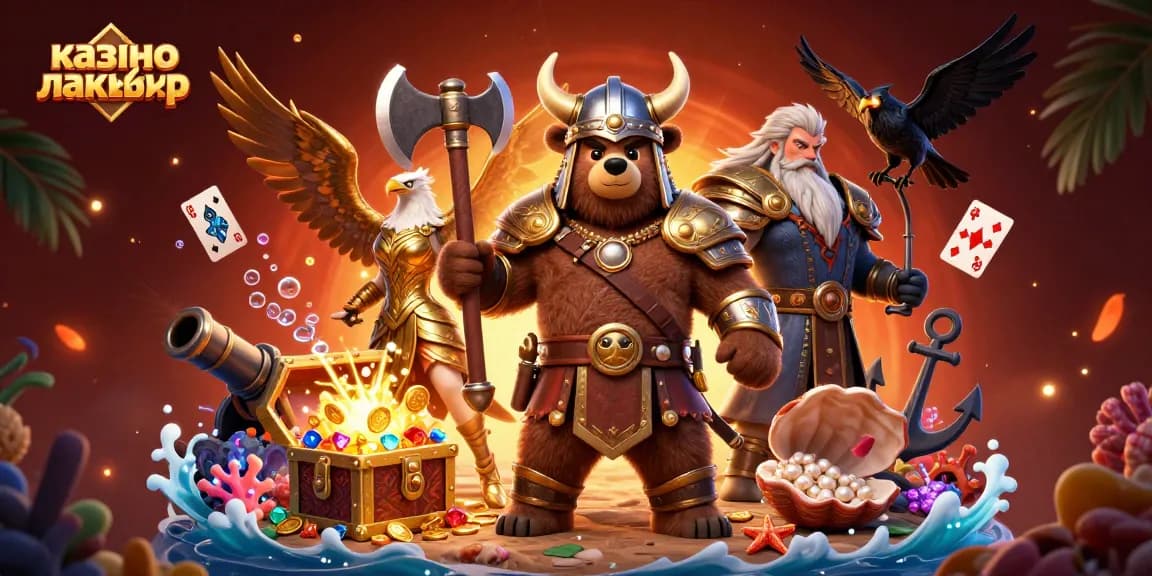 Engage with the casino adventure at казино лакибир featuring a vibrant Viking bear and Valkyrie eagle.