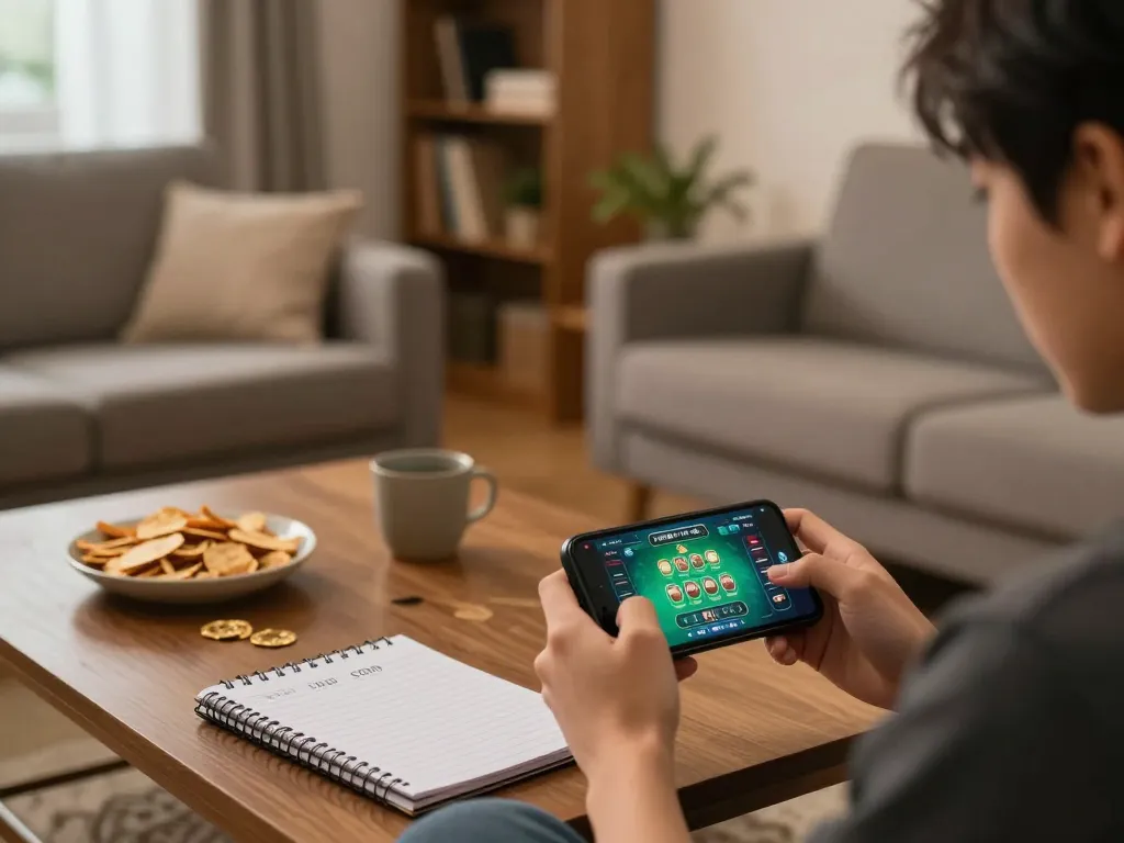 Engaging online gaming scene featuring a smartphone screen showing đá gà trực tiếp casino, highlighting strategic betting.