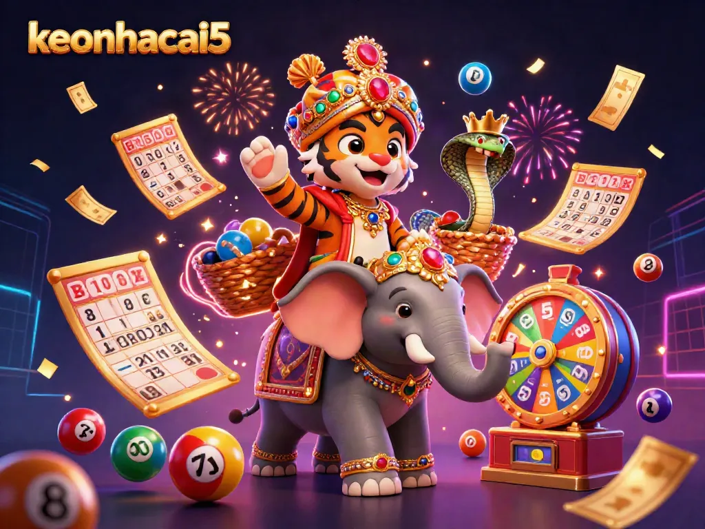 Experience keonhacai5 with vibrant scenes of dynamic lottery elements and gambling excitement.