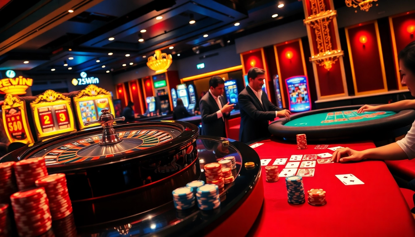 Experience the excitement of 78Win with vibrant casino gameplay featuring roulette, poker chips, and slot machines.