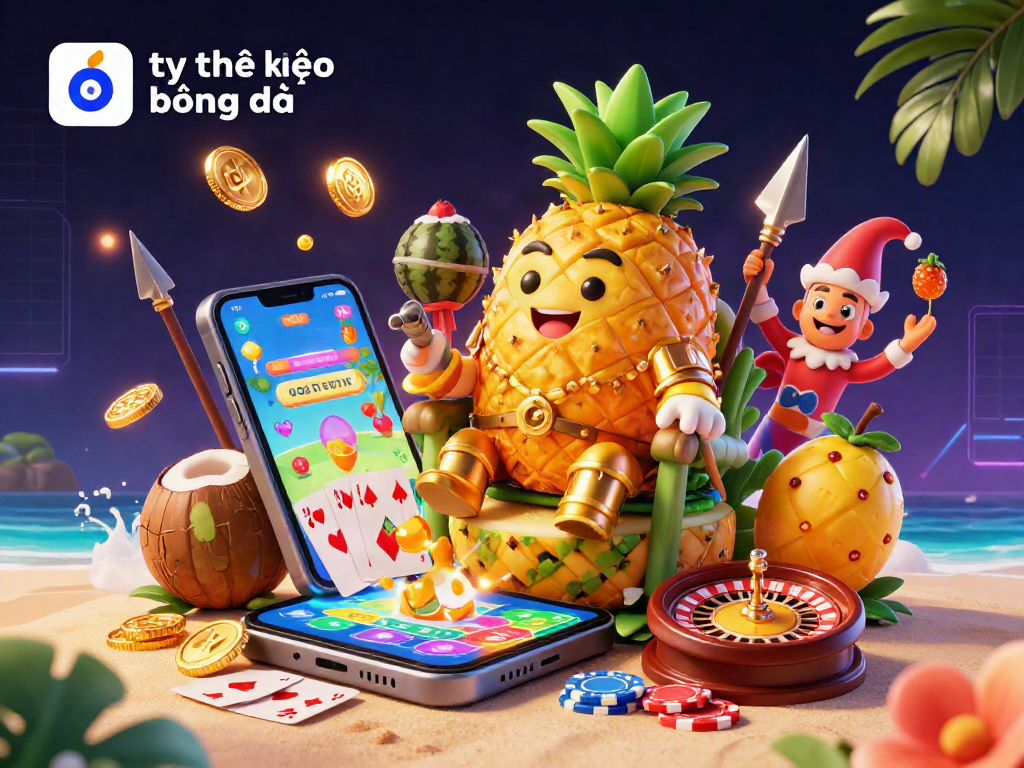 Experience tỷ lệ kèo bóng đá with a vibrant beach casino scene featuring characters from gambling culture.