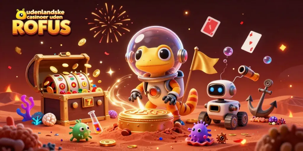 Experience udenlandske casinoer uden ROFUS with unique 3D illustration showcasing excitement and adventure.