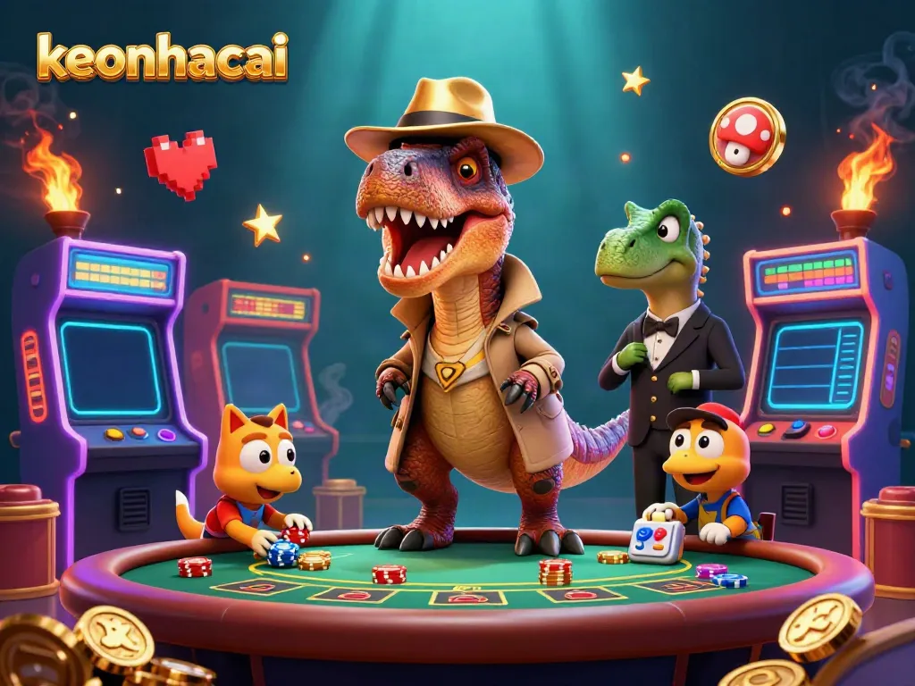 Watch the keonhacai velociraptor card counter sneakily betting at a vibrant blackjack table.