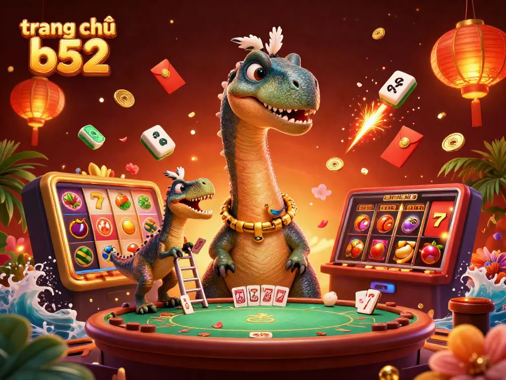 Experience thrilling gameplay at trang chủ b52 with vibrant slot machines and animated casino characters.