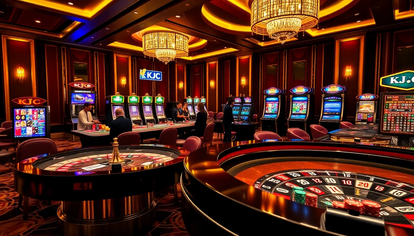 KJC casino scene showcasing vibrant tables, poker chips, and exciting gameplay.