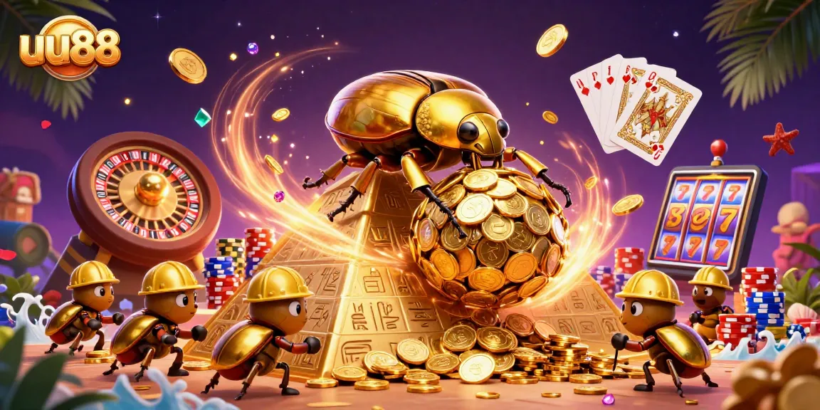 Engage with uu88's thrilling casino experience featuring golden coins and vibrant gaming elements.