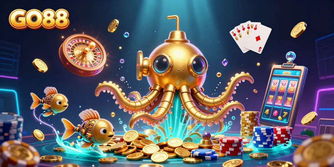 Engage in thrilling gaming adventures with GO88, showcasing vibrant illustrations of casino excitement.