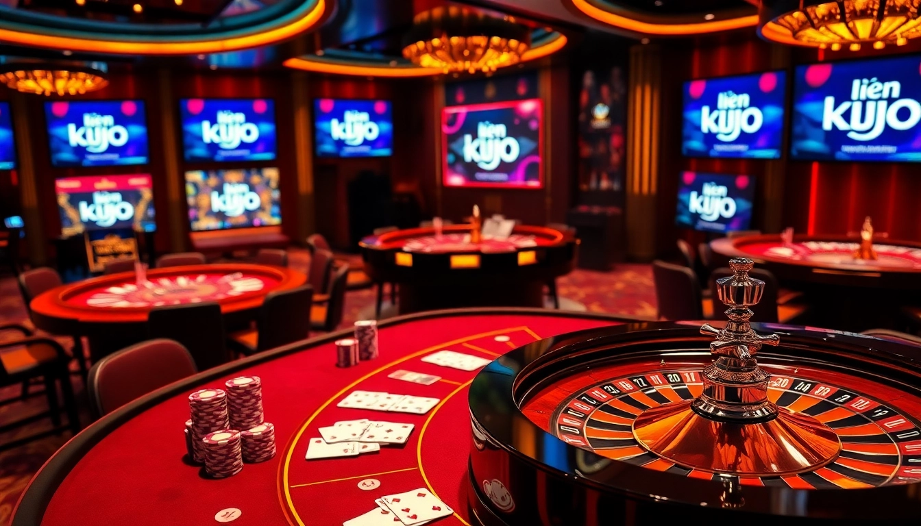 Experience the excitement of gambling with liên minh KJC at a luxurious casino table.