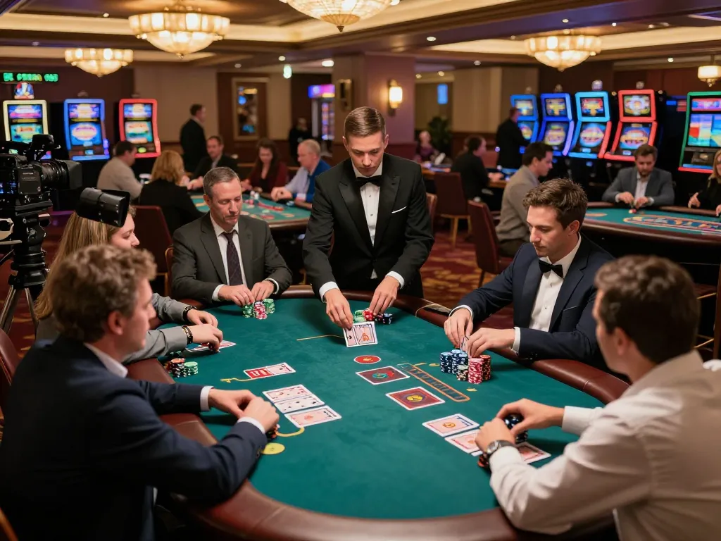 Engage at blackjack table in casino environment with https://go8.onl/ showcasing competitive gaming and luxury