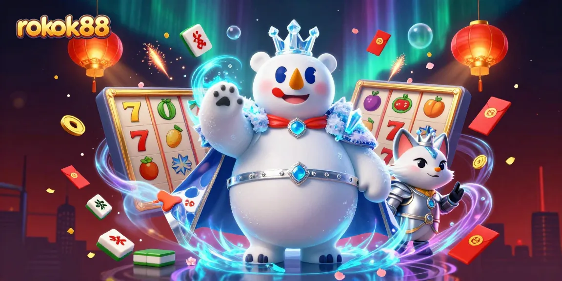 Experience thrilling gameplay with rokok88 as king polar bear and silver fox engage in dynamic casino action.