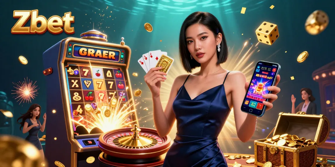 Experience exciting slot wins with Zbet's vibrant 3D casino scene featuring games and jackpots.