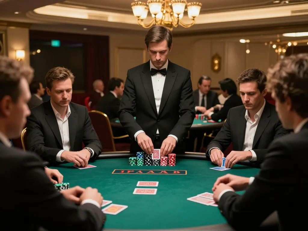 SX88 poker tournament scene showing players strategizing at a green felt table