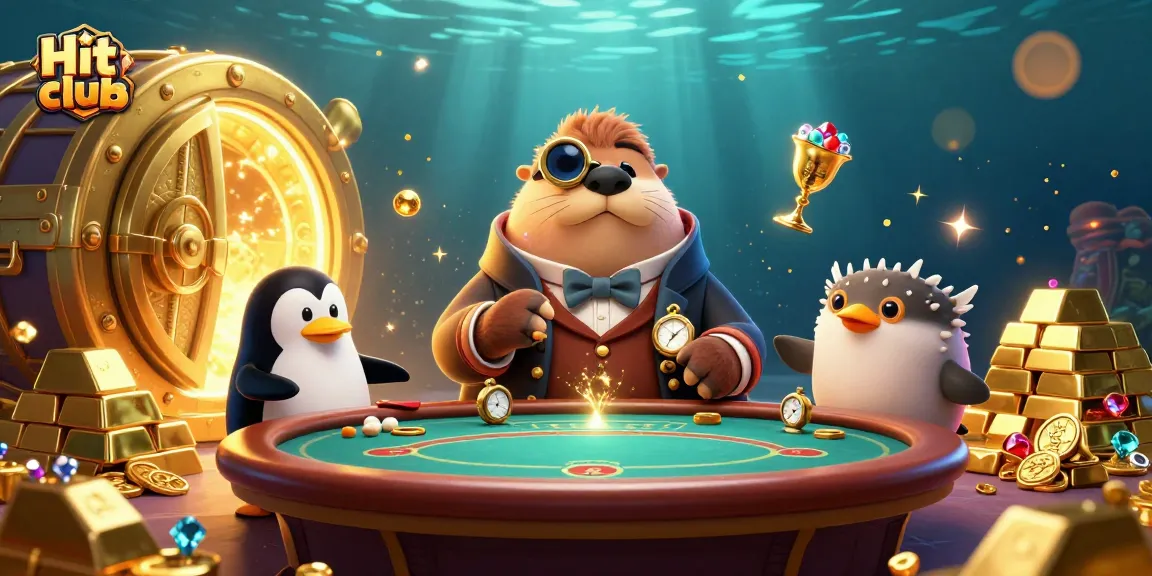 Experience the thrill of the Hit club with a thrilling underwater poker scene complete with charming characters.