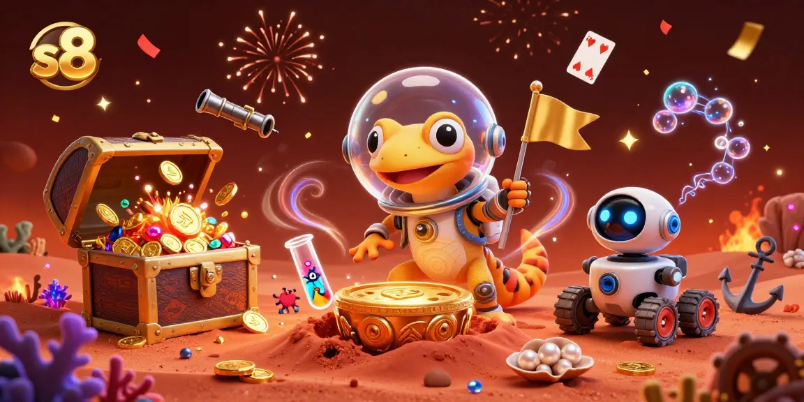 Experience thrilling wins at S8 casino with a Martian gecko and exciting gaming treasures.